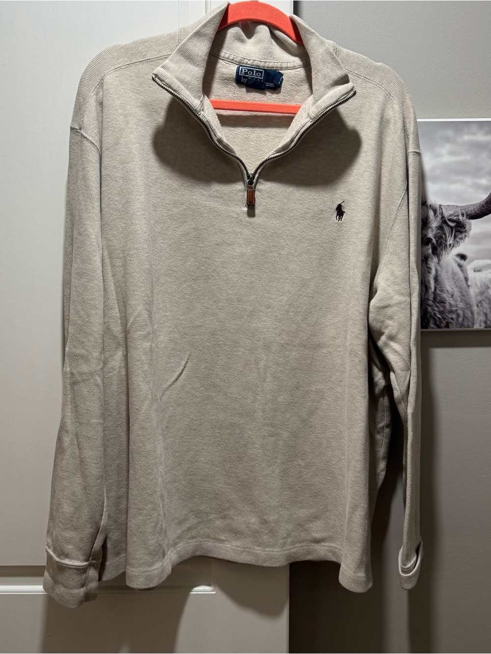 Polo Ralph Lauren Sweater Mens XXL tan Quarter Zip Pullover